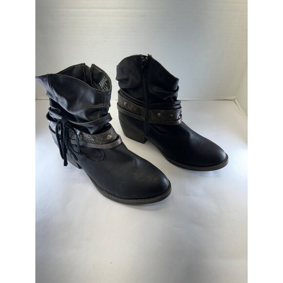 Maurices Womens 9M Black Ankle Boots With Decorative Straps & Zipper Closure - Picture 13 of 16